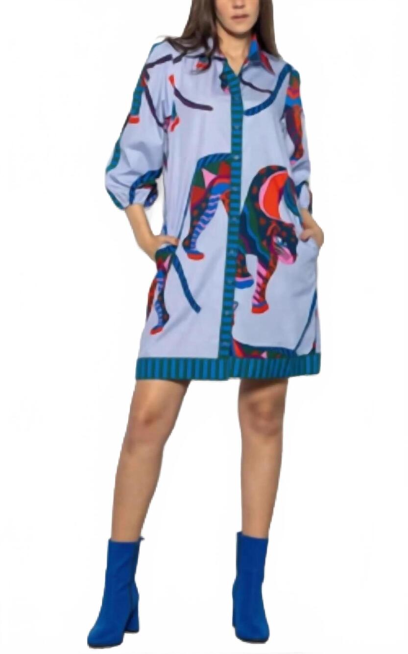 NEW MAUDE VIVANTE cheetah mirage ava dress in blue/multi